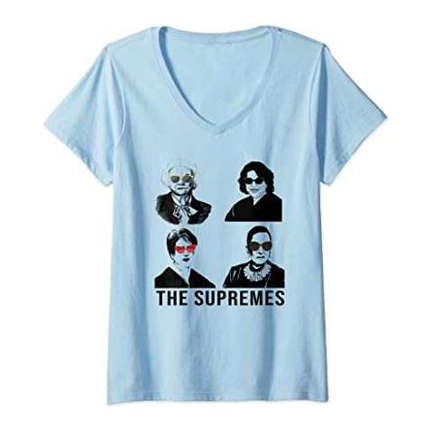 Womens THE SUPREMES Woman with sunglasses RBG V-Neck T-Shirt Cover