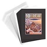 Pack of 10 16x20 Black Picture Mats Mattes with White Core Bevel Cut for 11x14 Photo + Backing + Bags