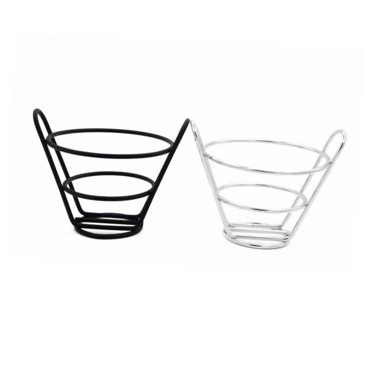 VINTORKY 1pc Fries Cone Fish Chips Holders French Fries Holder Food Serving Tray Cone Holder Cup Holders for Cars Fryer Serving Basket French Fry Stand Holder Fries Cup Holder Black