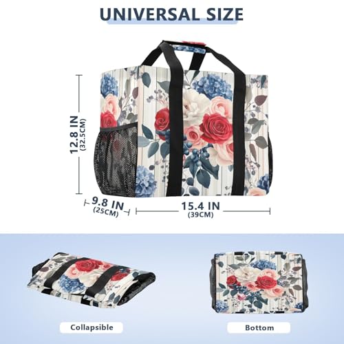 Kigai Peony Hydrangea Reusable Grocery Bag with Handles Waterproof Foldable Extra Large Tote Shopping Bag Standing Organizer for Picnics, Beach, Pool, Laundry, Car, Camping3