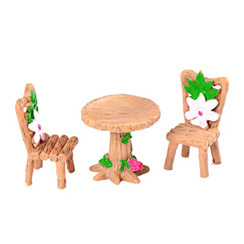 YILONG Silla Tabla 3PCS Arte de la Resina Micro Ornamento Paisaje Hada del jardín en Miniatura terrario Figurita Decoración Cover