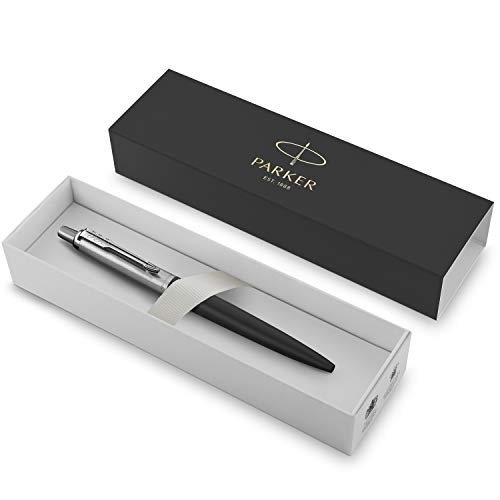 Parker Jotter XL Ballpoint Pen, Richmond Matte Black, Chrome Trim, Medium Point, Blue