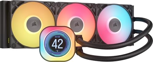 CORSAIR Titan 360 RX LCD Liquid CPU Cooler, 360mm AIO, Low-Noise FlowDrive Cooling Engine, Intel LGA 1851/1700 & AMD AM5/AM4, 3X RX120 RGB Fans, System Hub Included, Black