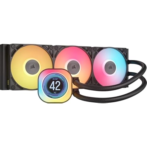 CORSAIR Titan 360 RX LCD Liquid CPU Cooler, 360mm AIO, Low-Noise FlowDrive Cooling Engine, Intel LGA 1851/1700 & AMD AM5/AM4, 3X RX120 RGB Fans, System Hub Included, Black
