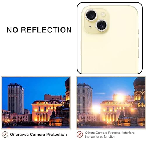 Image of Back Camera Lens Ring Guard Protector for Apple iPhone 15 | Diamond Camera Ring Aluminium Alloy Edge. Yellow