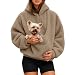 Generisch Oversize Pullover damen, Hoodie Damen & Herren: Mit Großer Haustier-Tasche Herbst Pullover Mit Kapuze Langarm Kapuzenjacke Für Pet Weicher Sweatshirt Oversize Kapuzenpullover Khaki L