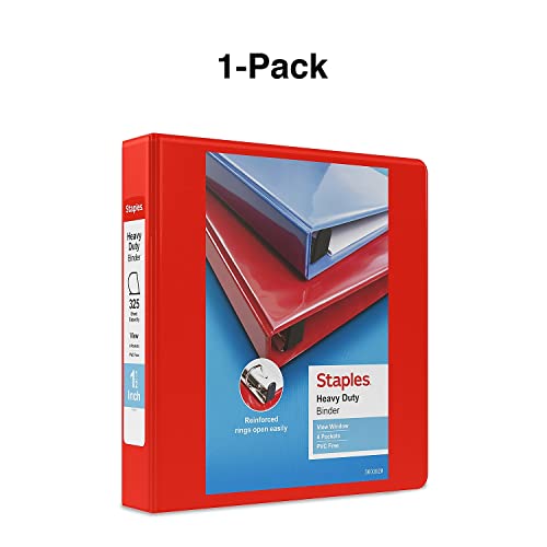 Staples 82682 Heavy Duty 1 1/2-Inch 3-Ring View Binder Red (24681) #TOP5