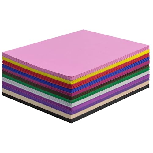 H.J. Immbir 70 Pack Foam Sheets Crafts?8 x 8 Inch, Assorted 12 Colors 1mm Thick EVA Foam Paper Set for Crafts and DIY Arts