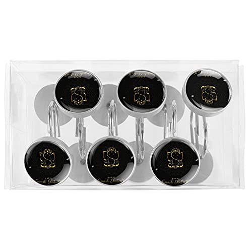 Crochets de rideau de douche d'exception noir mat double glissement x12 - 6