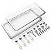 Ohuhu 2 PCS Slim Bottom License Plate Frames Polish Mirror Powder Coated WONT Block Letters / Stickers