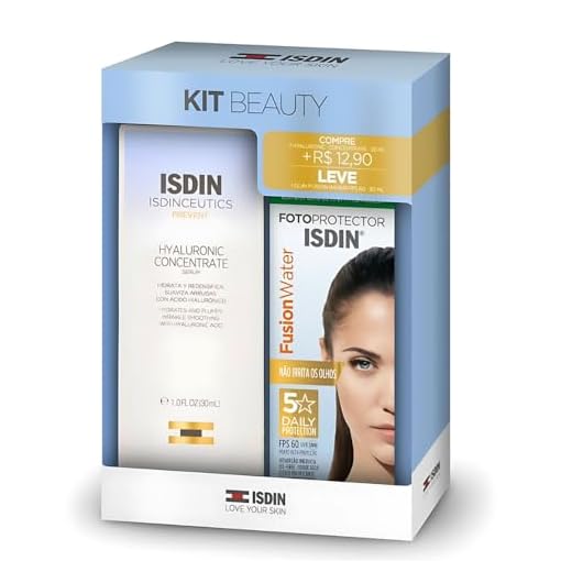 Kit Facial Anti-Idade Isdin Sérum Hyaluronic Concentrate 30ml + Protetor Solar Facial Fusion Water Fps 60 30ml