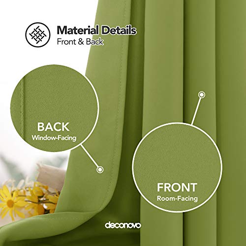 Image of Deconovo Blackout Curtain Room Darkening Panel for Bedroom or Living Room Grommet Thermal Insulated Lighting Reduce Drape 52 x 84 Inch Lime Green 1 Panel