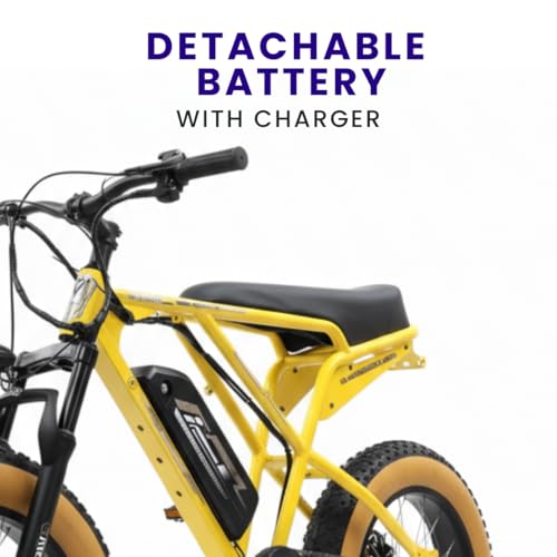 Image of Vigor ZX Electric Cycle with Dual Disc Brakes, 350w Hub Motor, 8.5Ah Li-Ion Battery, Throttle with Battery Indicator, 95% Pre-Assembled with Charger, Black Color,Fat Tyre ,(Black,Yellow,Pink)