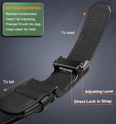 KEMISANT Men Belt,Ratchet Web Belt Stretchy For Men Golf Work Hiking Holster Jeans Casual Pants 1 1/2",Limitless Adjusting3