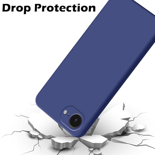 Image of amazon basics Back Cover for iPhone 16E | Ultra Slim Soft Rubberised Case | Matte Silicone Flexible Mobile Case | Camera Protection - Blue