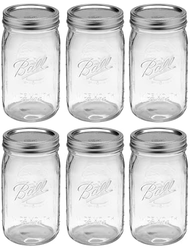 North Mountain Supply Ball 32 oz Wide Mouth Mason Jars with Lids and Bands - 6 Pack - Packed in ImpactGaurd Box - BPA-Free, Made in the USA – for Canning, Freezing, Storing, and More