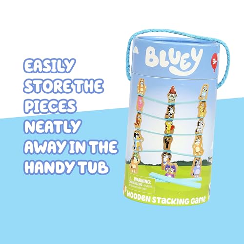 Image of Bluey Stacking Game, Spin & Balance 15 Character Pieces