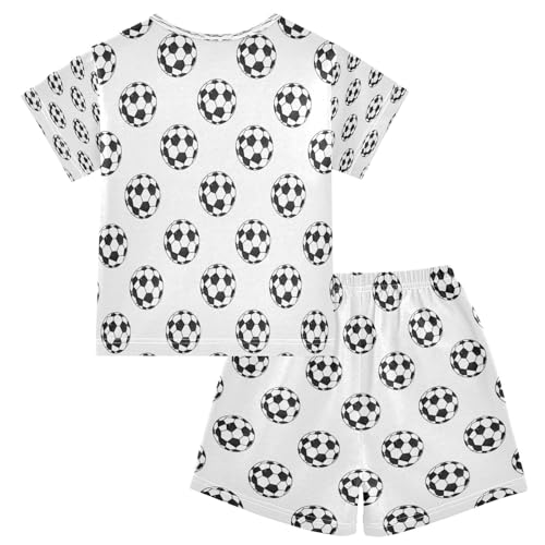 senya Short Sleeve Pajamas Sets Summer Cotton Sleepwear Black White Sketch Soccer2