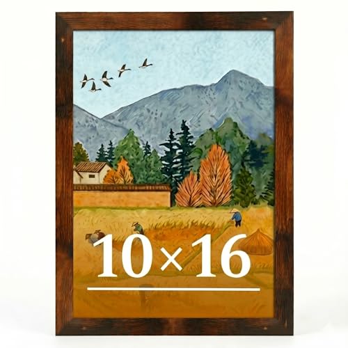 Veleclo 10x16 Picture Frame for Wall Display 10x16 Brown Picture Frame with Shatter Resistant Plexiglass Stable and Sturdy 10 x 16 Poster Frame for Wall Display Handpicked Gift Collection 1 Pack