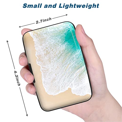 Image of Credit Card Holder, Mini Aluminum Card Wallet RFID Blocking Slim Metal Hard Card Case for Women Men, Beach