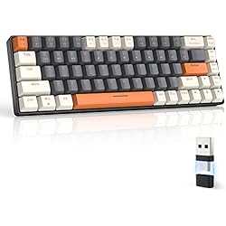 Teclado Fps Pro MAGIC-REFINER RK68 Teclado Inalambrico, Teclado Mecánico Gaming 60%, Apex Pro Mini Modo Dual 2.4Ghz/Bluetooth 5.0 Interruptor Rojo Hot Swap con Receptor 2 en 1 para PC/Mac/Tableta/Teclado QWERTY US