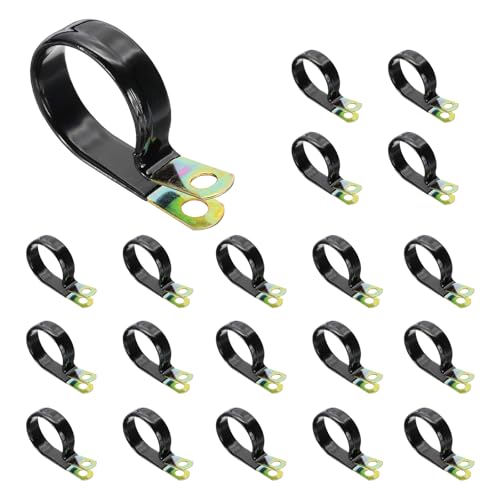 PATIKIL 1-3/4 Pouce Serre-Câbles Revêtus De Vinyle, 20 Pièces Attaches Métalliques Acier Galvanisé Avec Coussin Caoutchouc Pour Gestion Des Câbles, Tubes Et Fils, Noir
