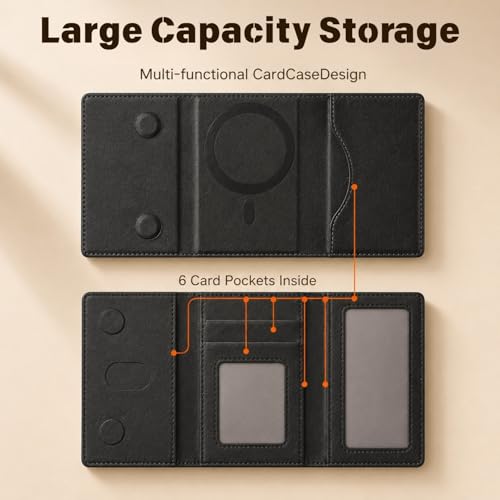 Image of Magnetic Wallet, Tri Fold Magnetic Card Holder with Premium PU Leather, Slim Foldable Phone Wallet for iPhone Android Travel and Daily Carry