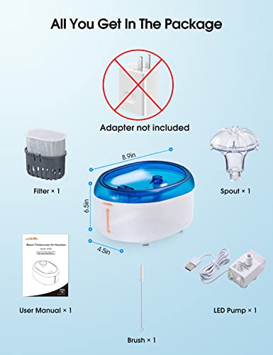 Wopet W300 True Filtering Cat Water Fountain, 67Oz/2L Ultra Quiet Automatic Pet Drinking Dispenser With Bpa-Free Bowl And 6 Stages Filtration Filters ( White Blue, 2023 Updated) #TOP6