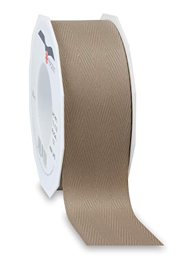 Präsent - New Life 100% Recycled Ribbon Taupe 40 mm Width, 25 m Length, Fir Green, 40 mm - 25 m