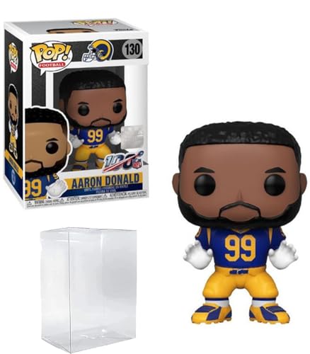 Aaron Donald #130 Funko POP! Football St. Louis Los Angeles Rams Figurine Bundle with HOFSM Protector Case