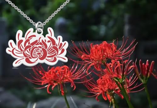 Image of WUSUANED Red Flowering Necklace Herb Jewelry Re d Spider Lily Gift Flower Lover Gift