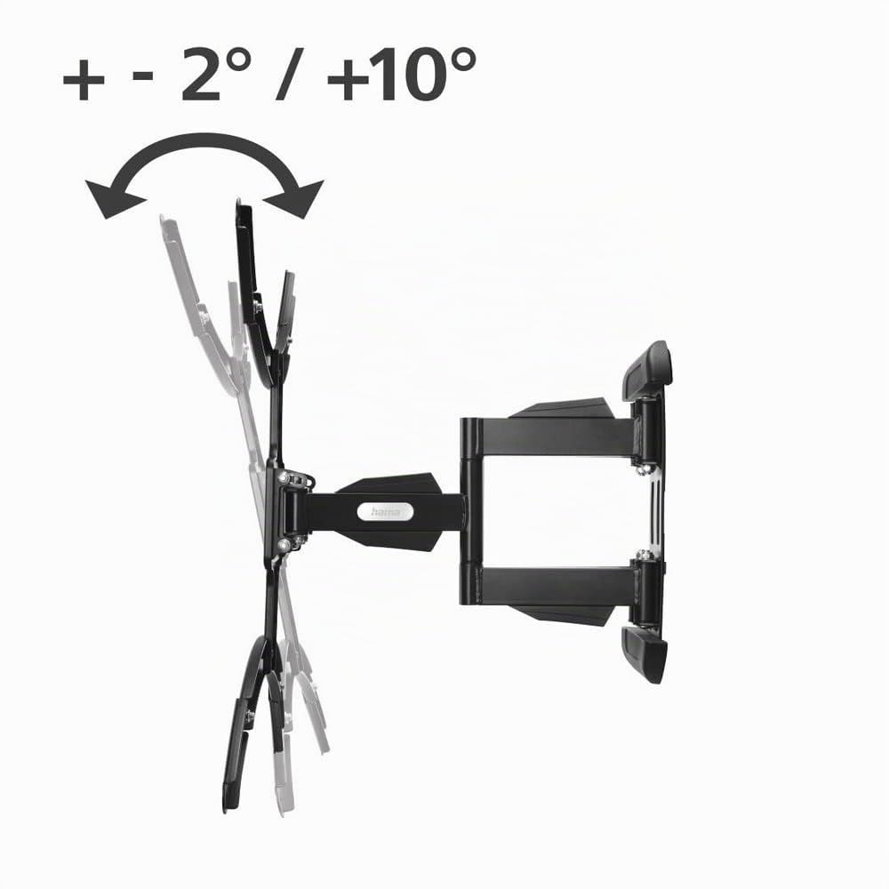 Hama TV-Wandhalterung 37“ - 90“ (TV-Halterung schwenkbar bis 120°, neigbar, ausziehbar, geringer Wandabstand 6,6 cm, Fernsehhalterung bis VESA 600x500, Traglast 50 kg, inkl. Fischer-Dübel) schwarz