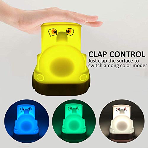 Image of Night Light Kids with Cute Train Design Children's Room LED Bedside Lamp with Changeable RGB Colors Rechargeable Night Light Compatible with Touch Control & Remote Control - Train