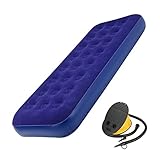 Colchón de aire de tamaño único: el tamaño de nuestro colchón inflable es de 191 * 73 * 22 cm después de llenarse de aire. El grado de suavidad y dureza se puede ajustar de acuerdo con la cantidad de inflado, y su capacidad de carga máxima es de 100 KG / 220 lb, lo que puede ayudar a adultos y niños a dormir o jugar fácilmente.