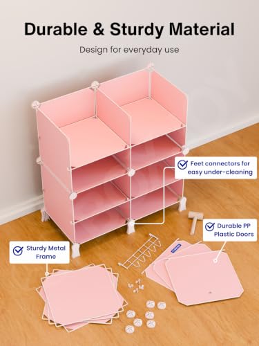 Image of BOXJOY 12 Shelf Plastic Kids Wardrobe with 6 Doors, Sticker Sheet & Holder