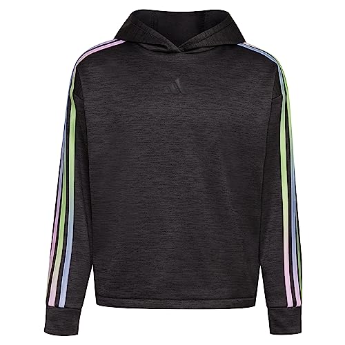 adidas girls Long Sleeve Mélange Hooded Fleece Pullover