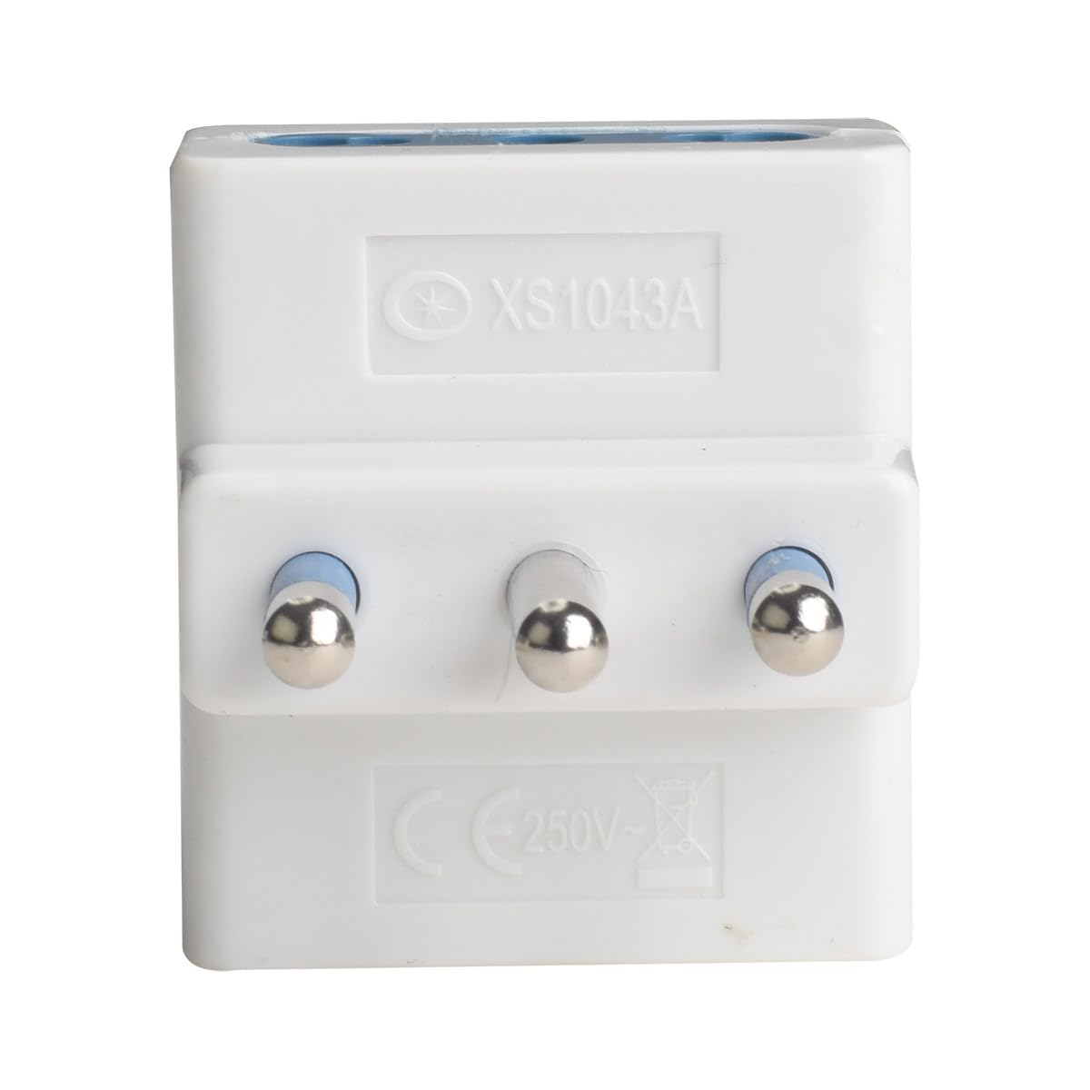 Adattatore da Viaggio a Tripla Presa 2 Bipasso 10A/16A + 1 Schuko 16A/Presa Italiana 10A con Spina Elettrica 16A 2P+T (25 Pezzi, Bianco)