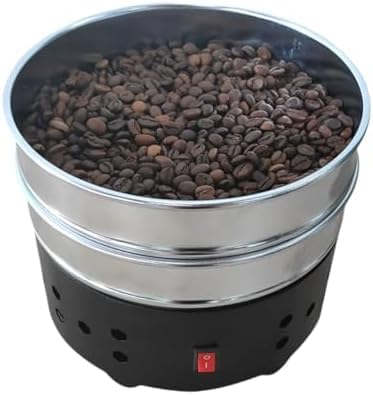 コーヒークーラー コーヒー豆クーラー 焙煎冷却機 焙煎冷却 ロースター急冷豆ホームカフェ焙煎用 二重層 業務用 家庭用 (1000g,ブラック)