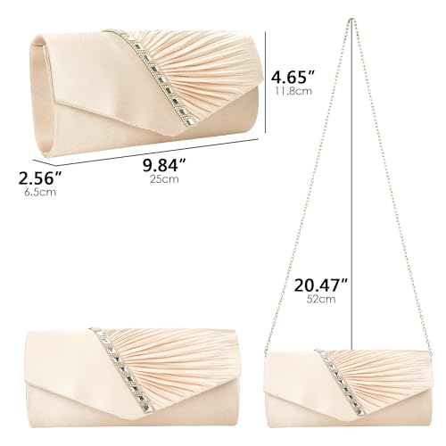 Sac à main plissé haute finition satin et strass pour gala