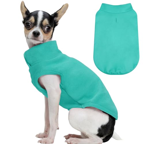 FUAMEY Dog Fleece Vest for Small Dogs,Warm Stretchy Dog Sweatshirts Pullover with Leash Hole Dogs Sweater Soft Pet Turtleneck Cozy Pet Vest Lightweigh
