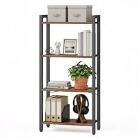 VASAGLE 4-Tier Bookshelf, Bookcase, Shelving Unit, for Office, Study, Living Room, Bedroom, 24 x 40 x 107 cm, Industrial, Rustic Brown and Ink Black LLS099B01