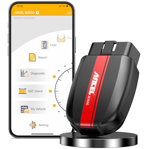 Ancel BD500 OBD2 Bluetooth 5.0 Adaptador para VW/Audi/Skoda/Seat Diagnóstico de Coche Escaner, Lector EOBD OBDII Profesional, Maquina de Diagnosis con 3 Reset para Android iOS y iPad