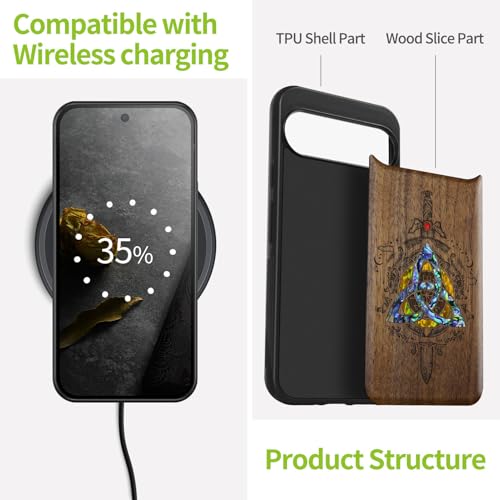 Coque Pixel 9 en bois de noyer sculpté main Carveit luxe