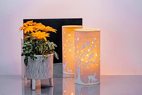 Light-Glow Fabric Lamp - Deer and Birds FL004, Beige
