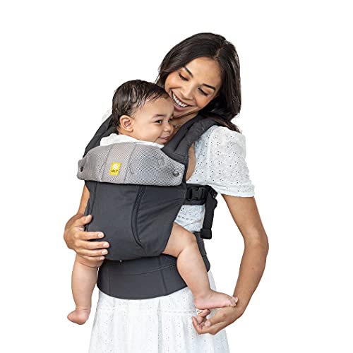 LÍLLÉbaby Complete All Seasons Ergonomic 6-in-1 Baby Carrier Newborn to Toddler - with Lumbar Support - for Children 7-45 Pounds - 360 Degree Baby Wearing - Inward & Outward Facing - Charcoal/Silver