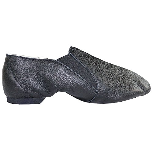 Danzcue Womens Black Leather Slip-on Jazz Bootie, 8 M US