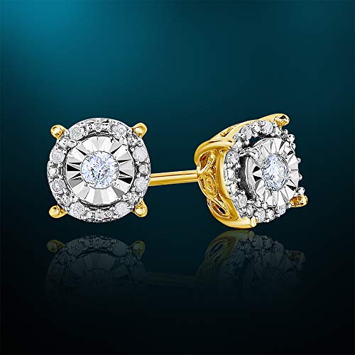 Natalia Drake Diamond Stud Earrings for Women Set in 925 Sterling Silver Halo Color I-J/Clarity I2-I34