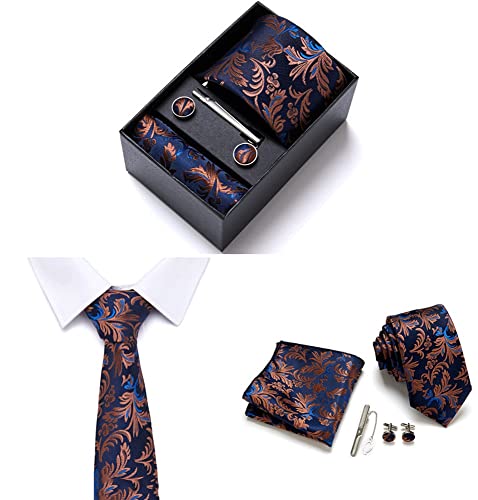 Set de corbata de seda para hombre con pañuelo y accesorios miniatura 2