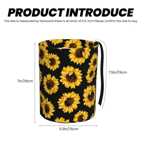 Image of Car Garbage Bag Abstract Yellow Sunflower Mini Car Trash Bin Portable Collapsible Waterproof Rubbish Bag for Car Accessories Back Front Seat Cup Holder
