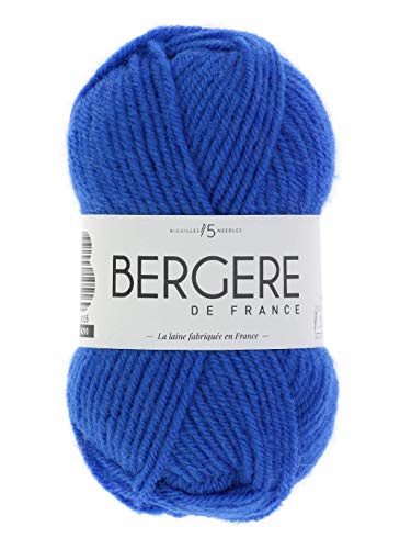 Bergère de France - SPORT+ pelote de laine à tricoter et crochet (50g) 5 mm - 50% de Laine - Fabriqué en France - Gros fil rond, chaud et doux - Bleu (MAJORELLE) Cover